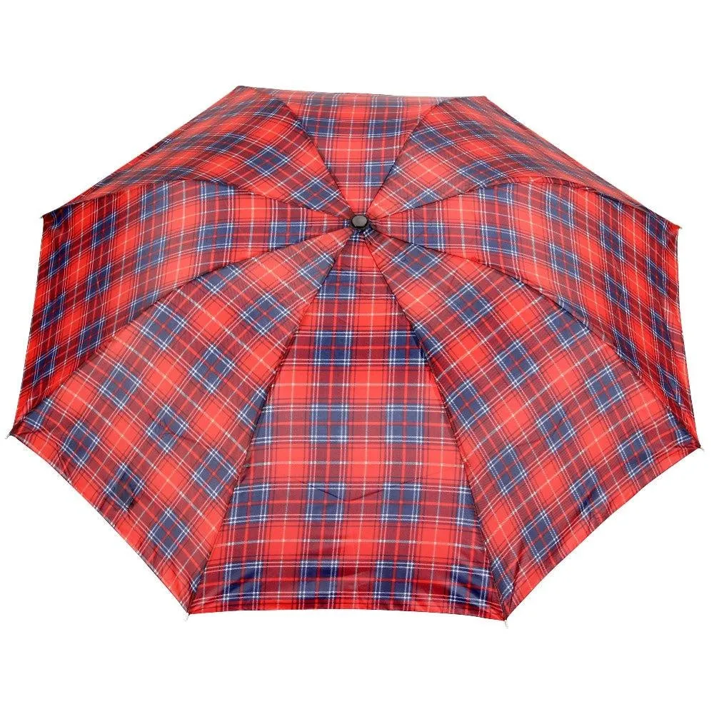 FabSeasons Unisex Red Checks Print 3 Fold Fancy Manual Umbrella