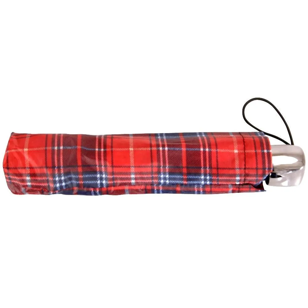 FabSeasons Unisex Red Checks Print 3 Fold Fancy Manual Umbrella
