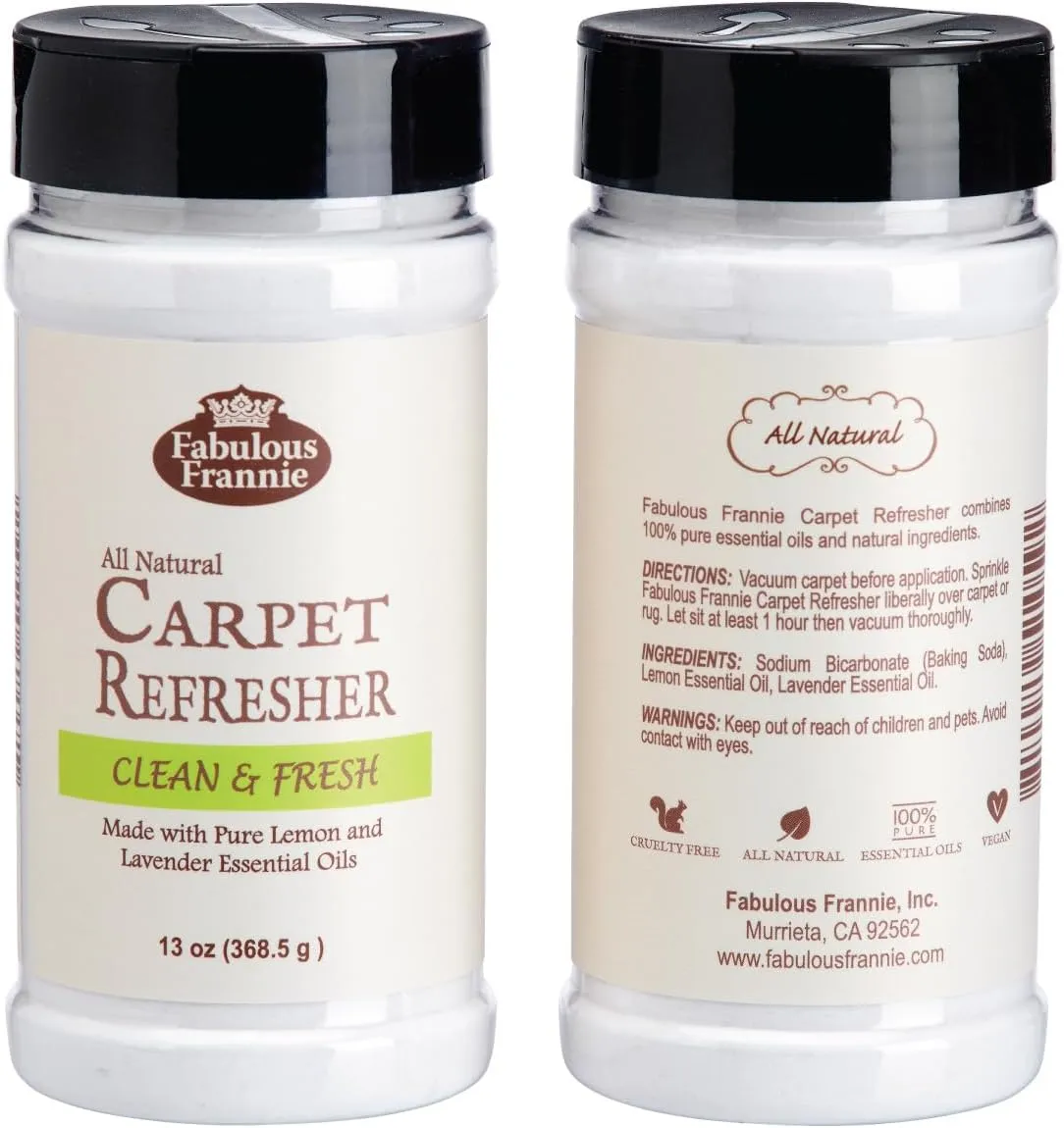 Fabulous Frannie All Natural Ingredients No Synthetics Lemon - Lavender Scent Carpet Refresher made with Pure Essential Oils 13 Ounce (Pack of 1)