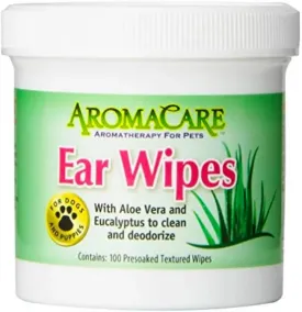 Grooming Wipes Dog and Puppy Eye Ear or Dental Gentle Textured Cleansing Pad 100 Pack Canisters (Ear Wipe Pads)