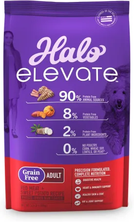 Halo Elevate Dog Food Red Meat Recipe, Grain Free Dry Dog Food, Kibble for Adult Dogs, 3.5 lb Bag