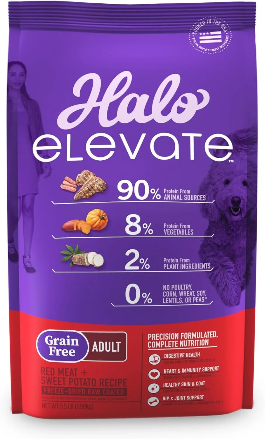 Halo Elevate Dog Food Red Meat Recipe, Grain Free Dry Dog Food, Kibble for Adult Dogs, 3.5 lb Bag