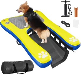 Inflatable Dog Pool Float Dock Platform for Small Dogs, Dog Pool Ramp Ladder with Non Slip Steps | Dog Floats Water Ramp for Boat, Inground Above Ground Pool, Lake | Heavy Duty Floating Ramp Plank