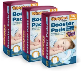 Inspire Dimples Booster Pads, Baby Diaper Doubler with Adhesive - 1 Size Fits All Diapers - Boosts Diaper Absorbency - No More leaks 90 Count (with Adhesive for Secure Fit)
