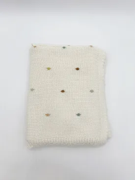 Ivory Rainbow Pom-Pom Baby Blanket