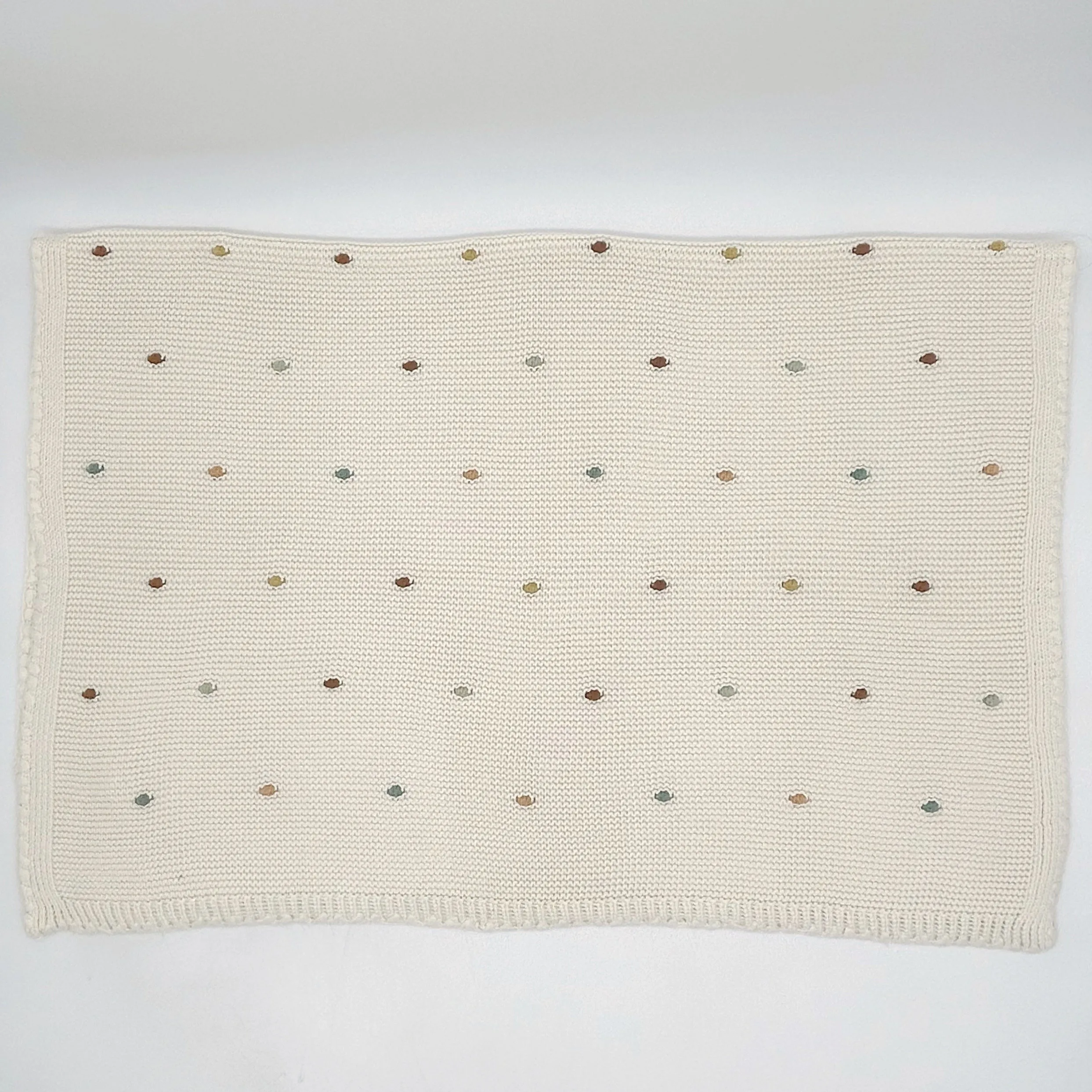 Ivory Rainbow Pom-Pom Baby Blanket