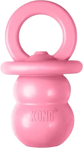 KONG Puppy Binkie - Pacifier Dog Toy for Puppies - Stuffable Treat Chew Toy for Treats - Durable Natural Rubber for Teething Puppy - for Medium Puppies - Pink