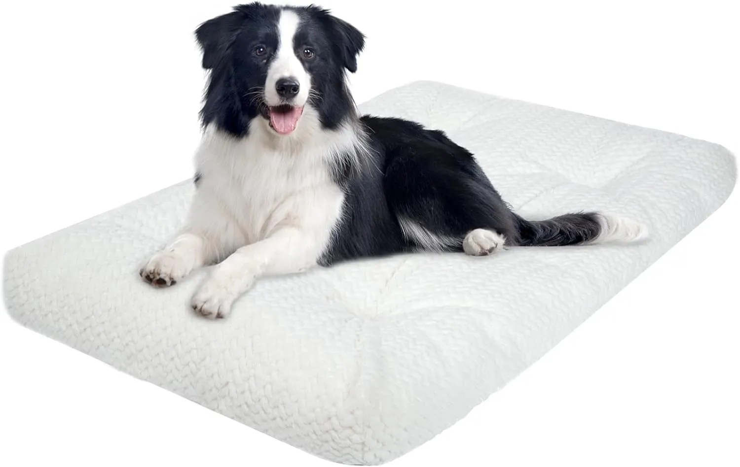 KROSER Deluxe Dog Crate Bed Mat, Soft Crate Pad, Machine Washable Pet Cage Mattress Reversible (Cool & Warm), Kennel Bed for Small to Jumbo Dogs, White