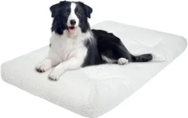 KROSER Deluxe Dog Crate Bed Mat, Soft Crate Pad, Machine Washable Pet Cage Mattress Reversible (Cool & Warm), Kennel Bed for Small to Jumbo Dogs, White