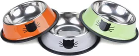 Legendog 3PCS Pet Bowl Stainless Steel Non-Skid Base Dog Bowl Cat Bowl with 2 Food Scoop (Multicolor)