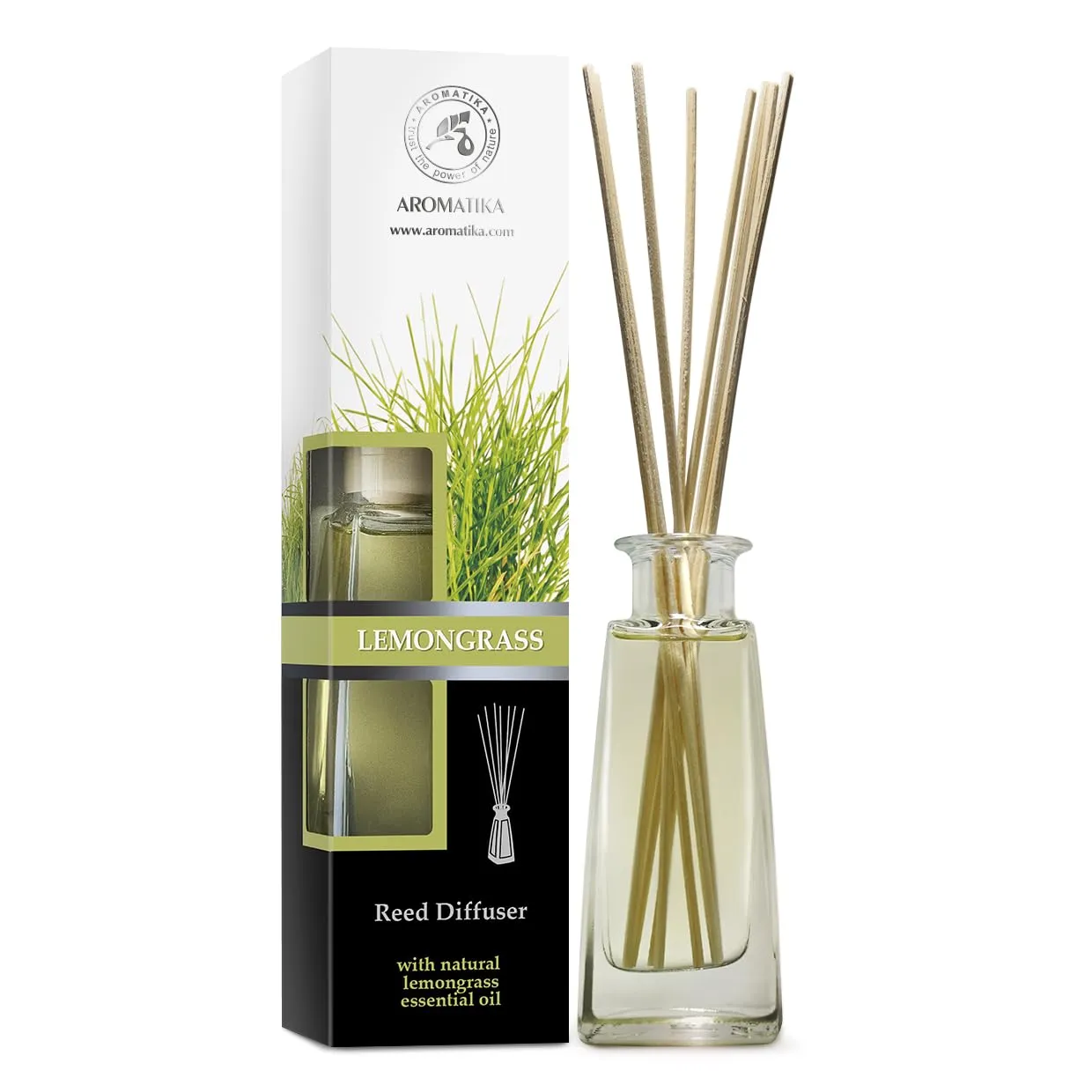 Lemongrass Diffuser w/Lemongrass Oil 3.4 Fl Oz - Scented Reed Diffuser - 0% Alcohol - Diffuser Gift Set - Best for Aromatherapy - Room Air Fresheners - Lemongrass Essential Oil Diffuser