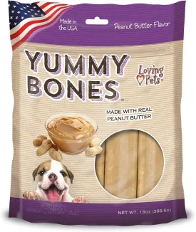 Loving Pets Yummy Bones - Peanut Butter Flavor Filled Bones for Dogs (for Medium/Large Dogs 20-100  lbs)