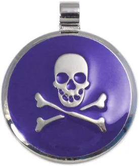 LuckyPet Pet ID Tag - Skull & Crossbones Jewelry Tag - Dog Tags & Cat Tags - Custom Engraved on Back Side - Size: Large, Color: Purple