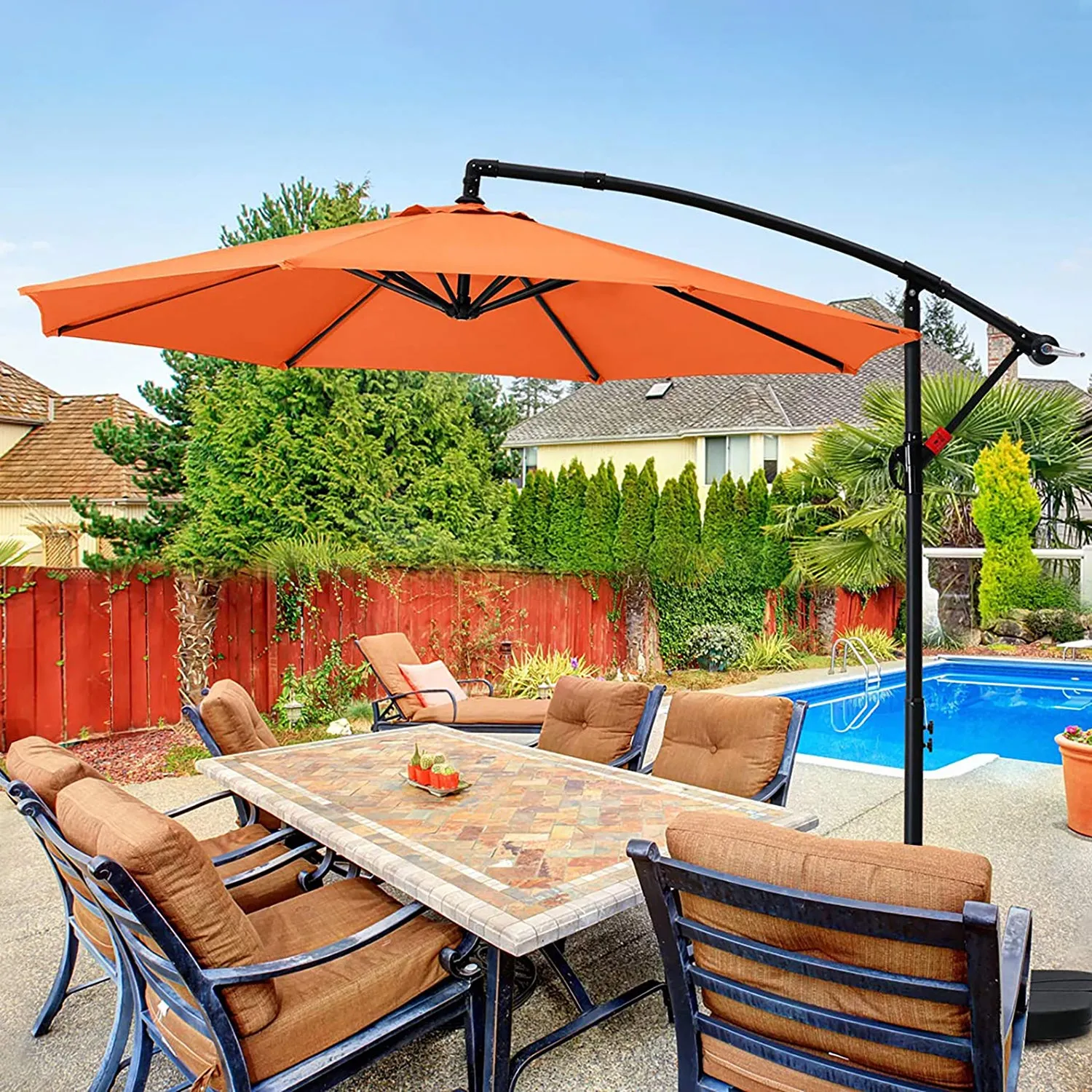MASTERCANOPY Cantilever Patio Umbrella,with Crank and Cross Base