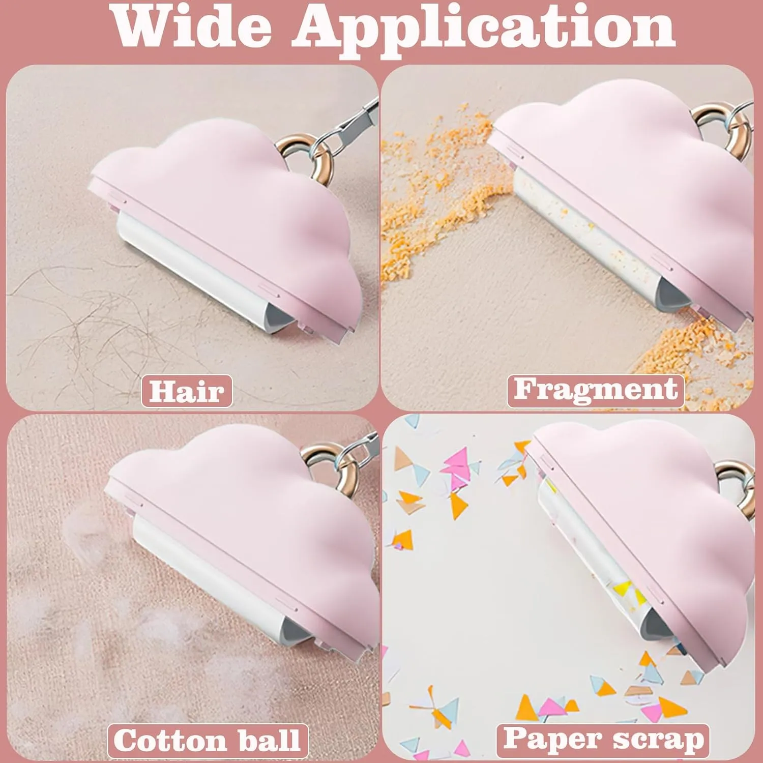 Mini Lint Roller Travel Size, Reusable Lint Roller for Travel, Pet Hair Remover Portable Lint Roller for Clothes with 150 Sheets Refillable (Pink)