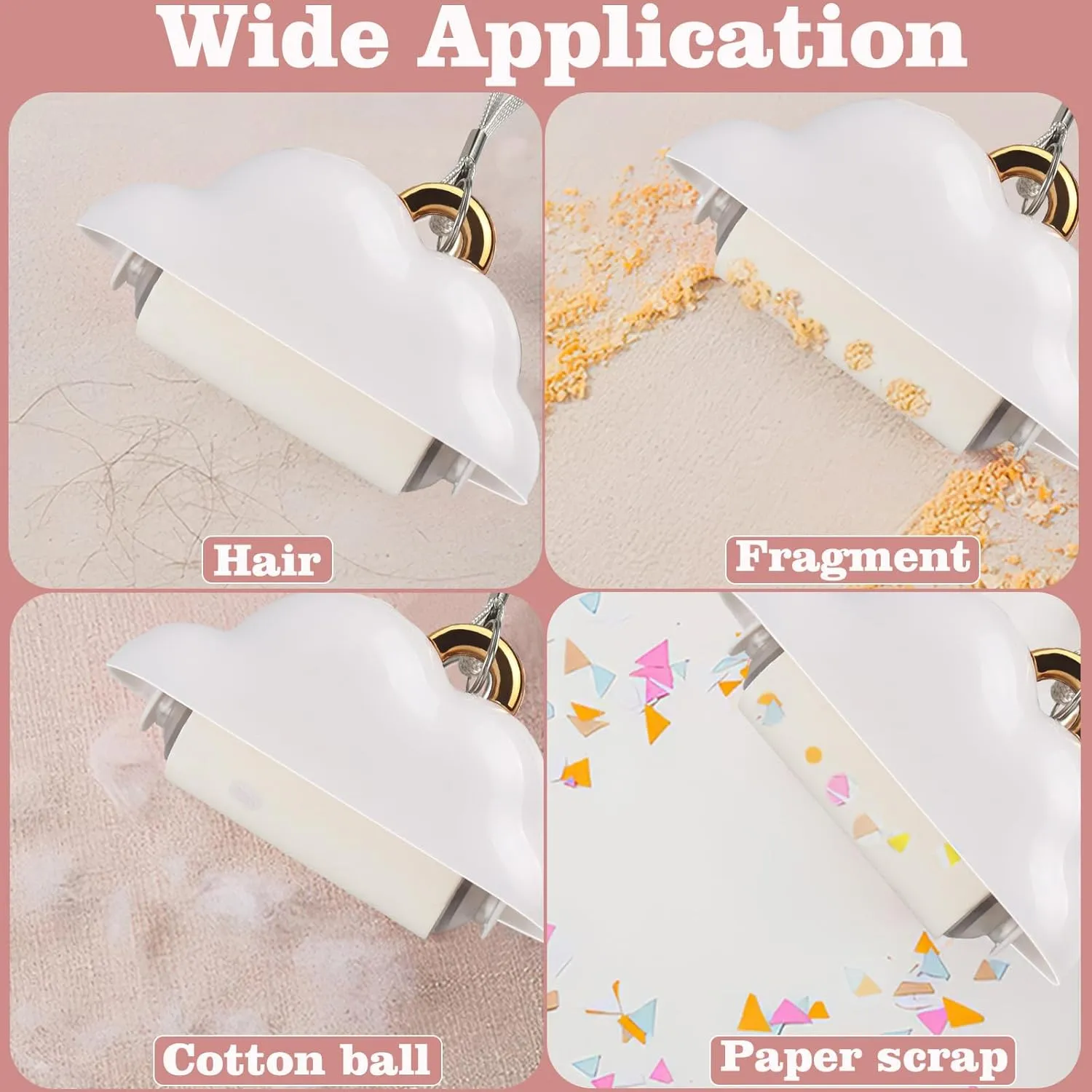 Mini Lint Roller Travel Size, Reusable Lint Roller for Travel, Pet Hair Remover Portable Lint Roller for Clothes with 300 Sheets Refillable (Pink&White)