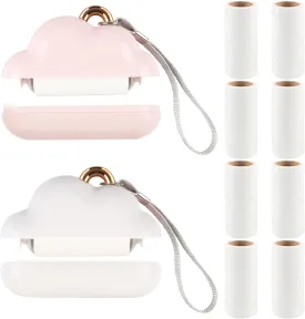 Mini Lint Roller Travel Size, Reusable Lint Roller for Travel, Pet Hair Remover Portable Lint Roller for Clothes with 300 Sheets Refillable (Pink&White)