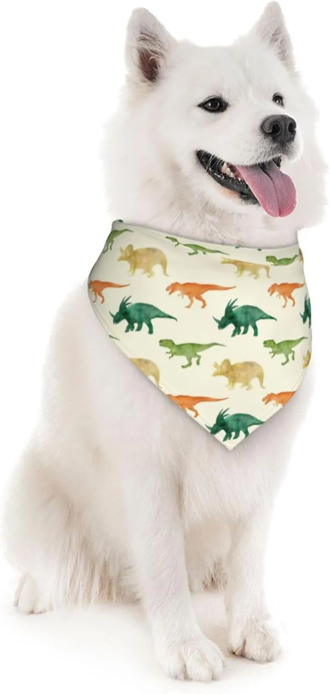 Miniature Dinosaurs Green Bones Dog Bandana Scarf Triangle Bibs Pet Accessories Cat Kerchief
