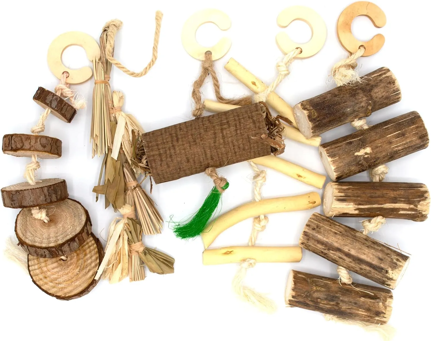 Oxbow Enriched Life Natural Dangly Party Pack, Rabbit Toys, Guinea Pig Toys, Enrichment for Bunny, Guinea Pig, Hamster Stuff, Rabbit Enrichment, Chinchilla, Rat, Chinchilla Cage Accessories