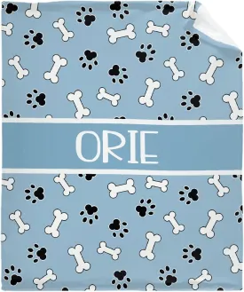 Personalized Photo Throw Blanket - Personalized Dog Blanket Paws Name and Bones for Kids/Adults/Family, Birthday Christmas Souvenir Gift 30"x40" for Toddlers Pets