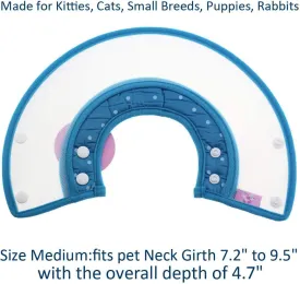 Pet Plastic Clear Cone Recovery E-Collar with Dots Design Soft Edge for Small Dogs & Cats (Medium, Blue)