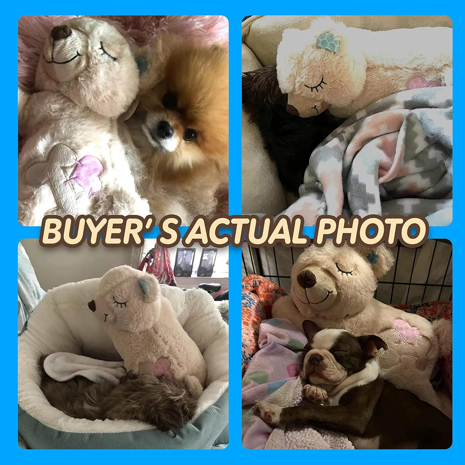 PetPrime Dog Plush Toy Heart Beat Puppy Plush Bear Toy with Warmer Bag Pet Soft Anxiety Puppy Relief Toy for Puppy Dogs Heart Beat Stuffed Animal Puppy Sleeping Buddy Anxiety Dog Toy