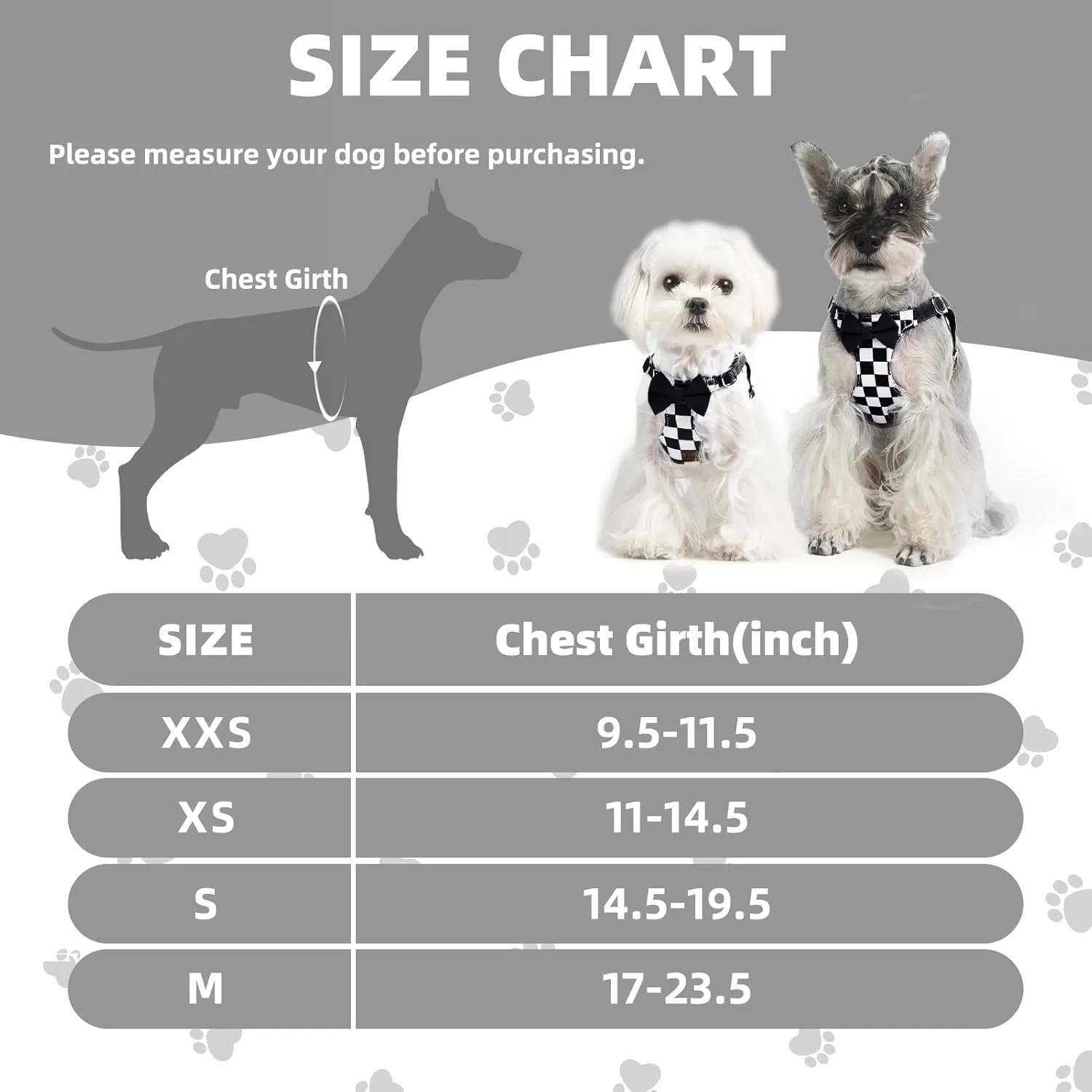 PUPTECK Dog Harness and Leash Set Small Sized, Step-in Cute Puppy Harness, Soft Lightweight Padded Vest, Escape Proof No Pull Pet Harnesses Easy for Walking, Plaid Black & White, S