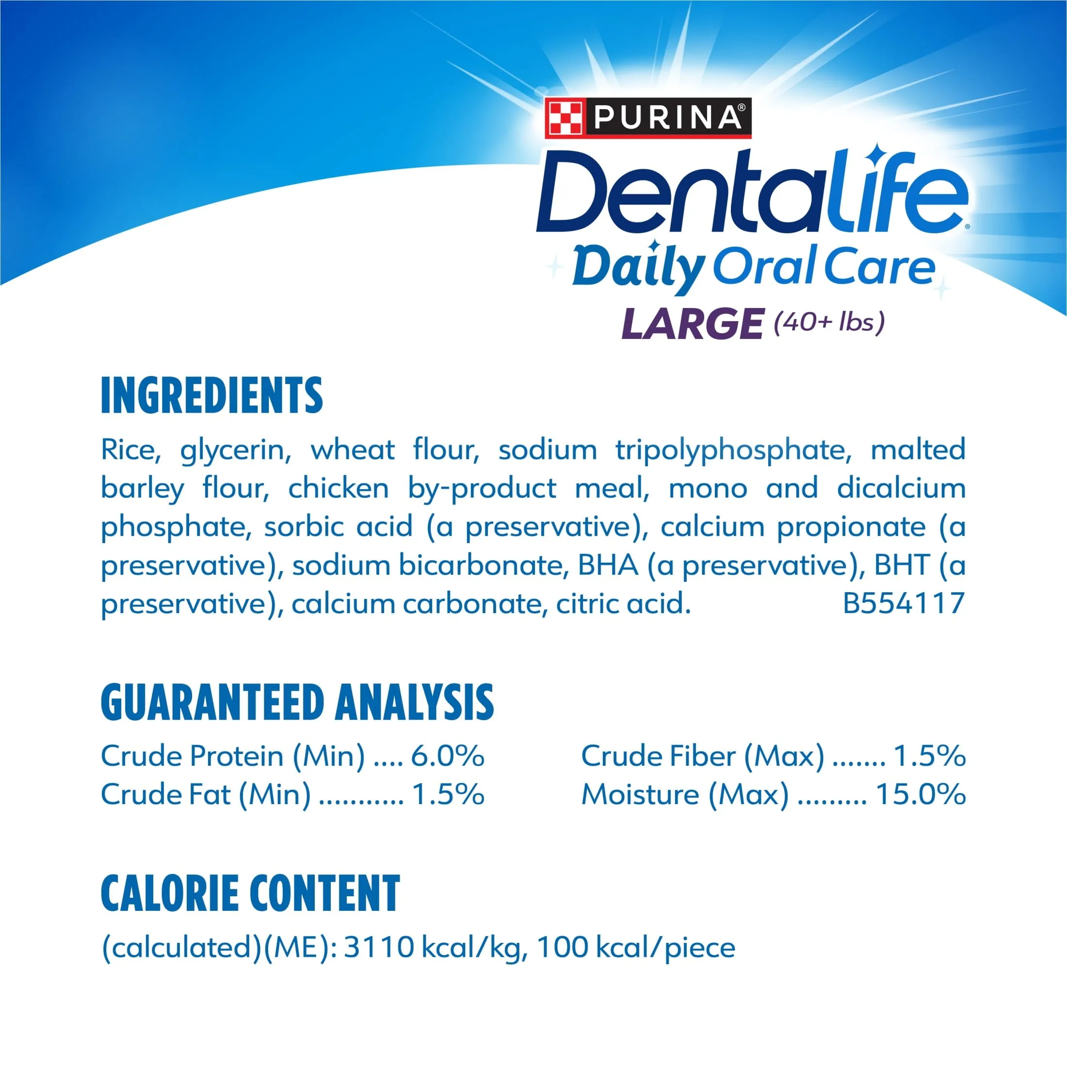Purina  Daily Oral Care Large Dog Treats Dental Chews with Chicken
