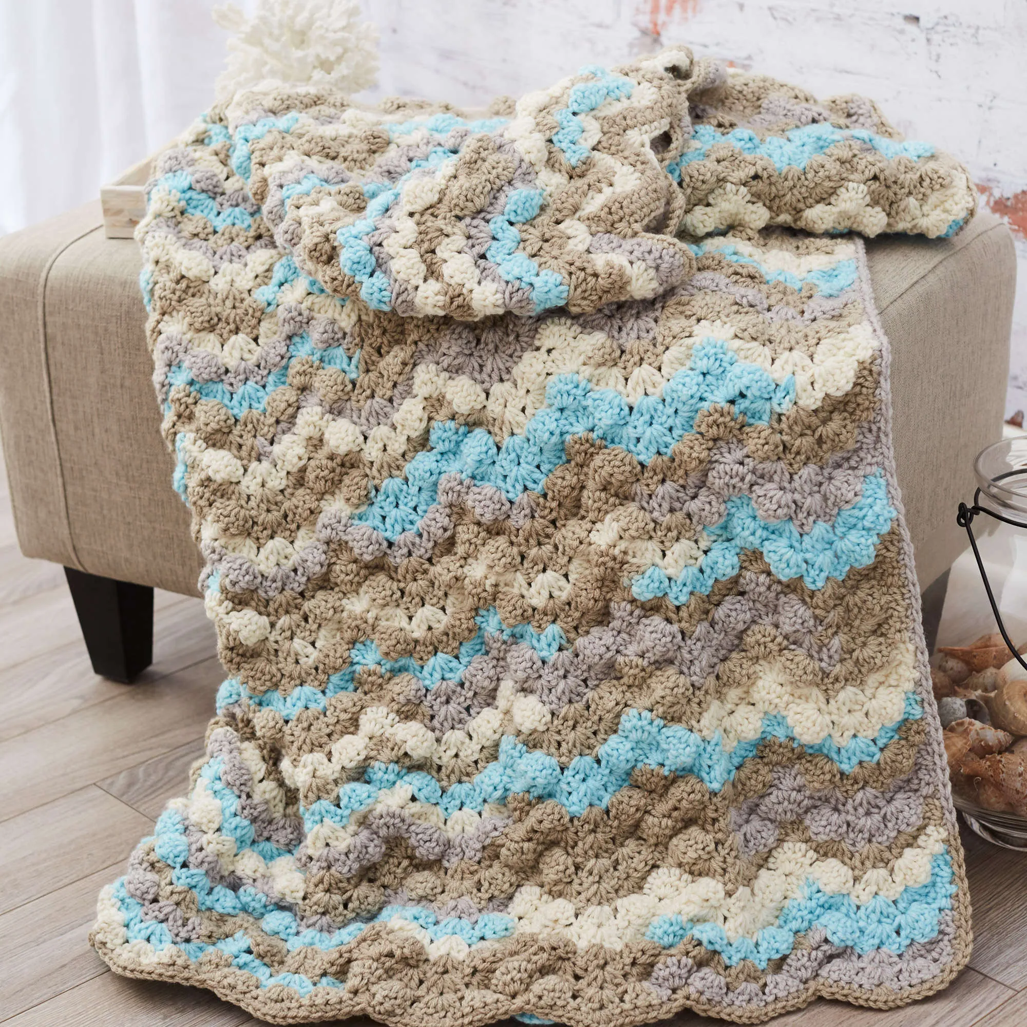 Red Heart Crochet Surfer Girl Throw