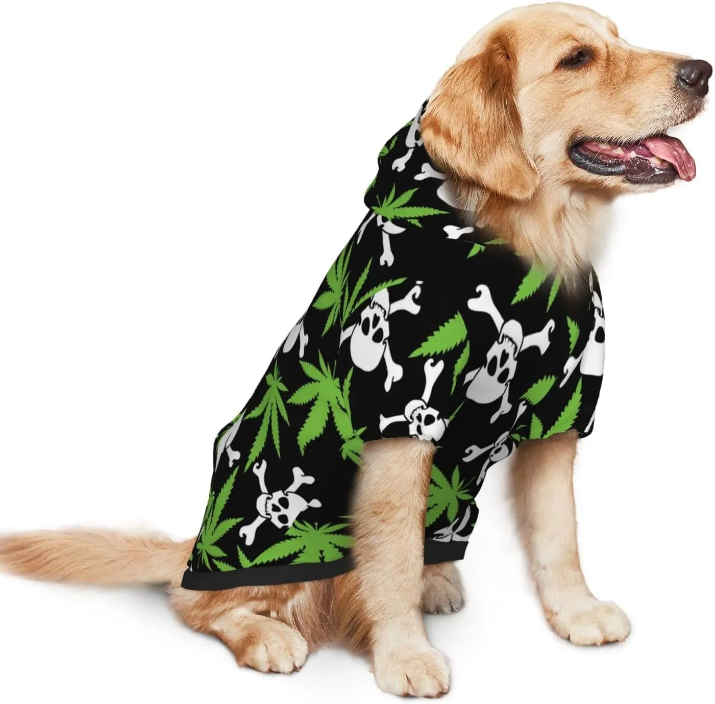 Skull Weed Leaf Dog HoodiesDog Clothes with Pocket and Hat Winter Clothes Sweaters for Medium Large Dogs Girl Boy Pets' Clothes Outfits