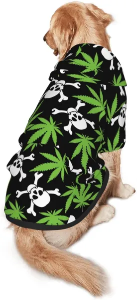 Skull Weed Leaf Dog HoodiesDog Clothes with Pocket and Hat Winter Clothes Sweaters for Medium Large Dogs Girl Boy Pets' Clothes Outfits