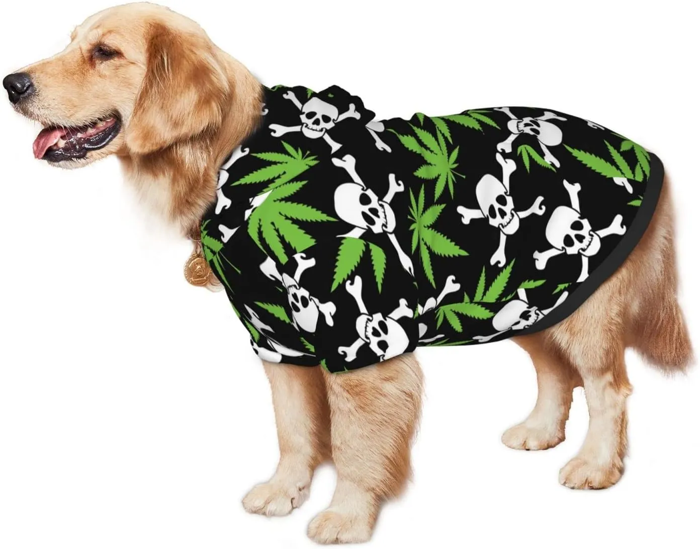 Skull Weed Leaf Dog HoodiesDog Clothes with Pocket and Hat Winter Clothes Sweaters for Medium Large Dogs Girl Boy Pets' Clothes Outfits