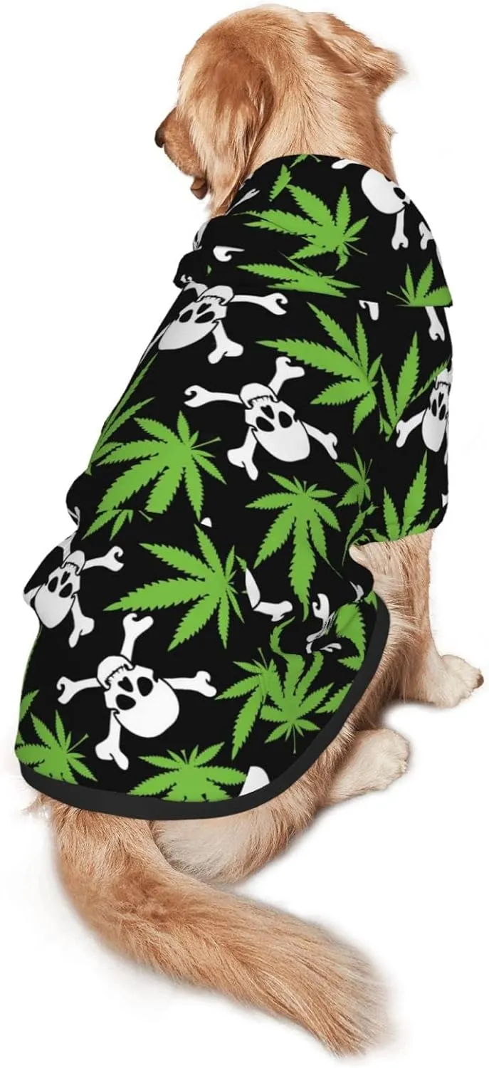 Skull Weed Leaf Dog HoodiesDog Clothes with Pocket and Hat Winter Clothes Sweaters for Medium Large Dogs Girl Boy Pets' Clothes Outfits