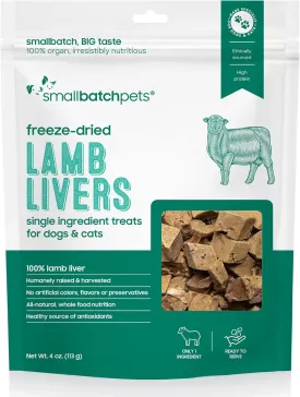 smallbatch Freeze-Dried Liver Treats for Dogs & Cats  Single-Ingredient, Protein-Rich, All-Natural Snacks  100% Humanely Sourced  No Additives or Preservatives  (4 oz, Lamb)