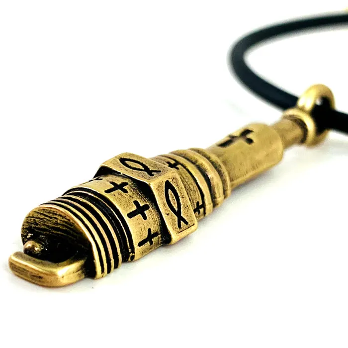 Spark Plug Brass Necklace