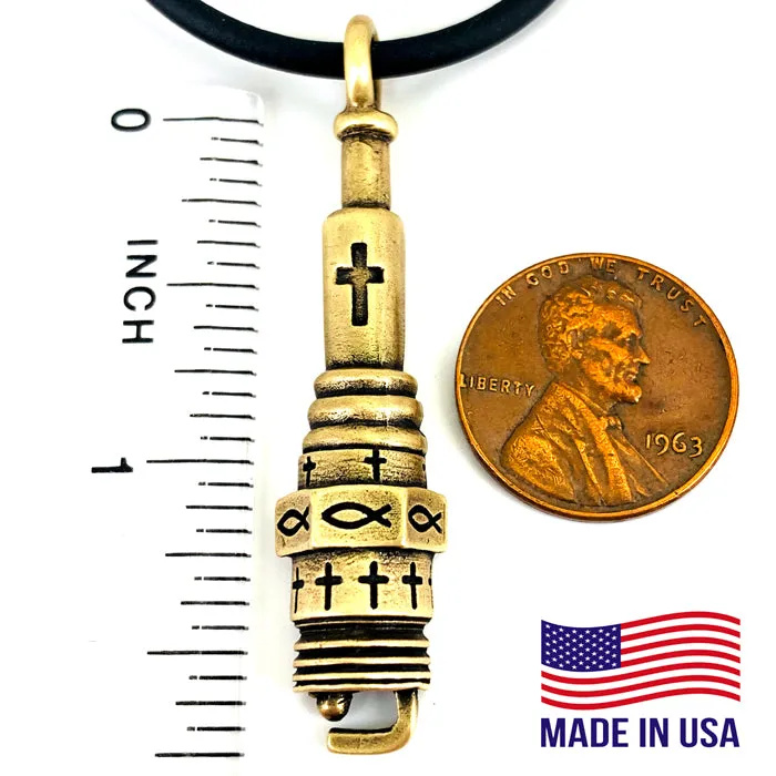 Spark Plug Brass Necklace