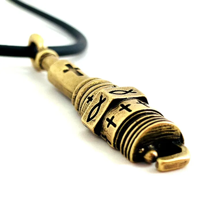 Spark Plug Brass Necklace