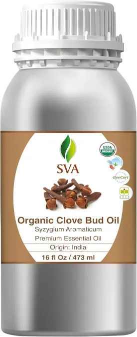 SVA Clove Essential Oil Organic 16 Fl Oz  100% Natural Clove Oil - for Diffuser, Hair Care, Face, Skin Care, Aromatherapy, Scalp and Body Massage, Soap and Candle Making