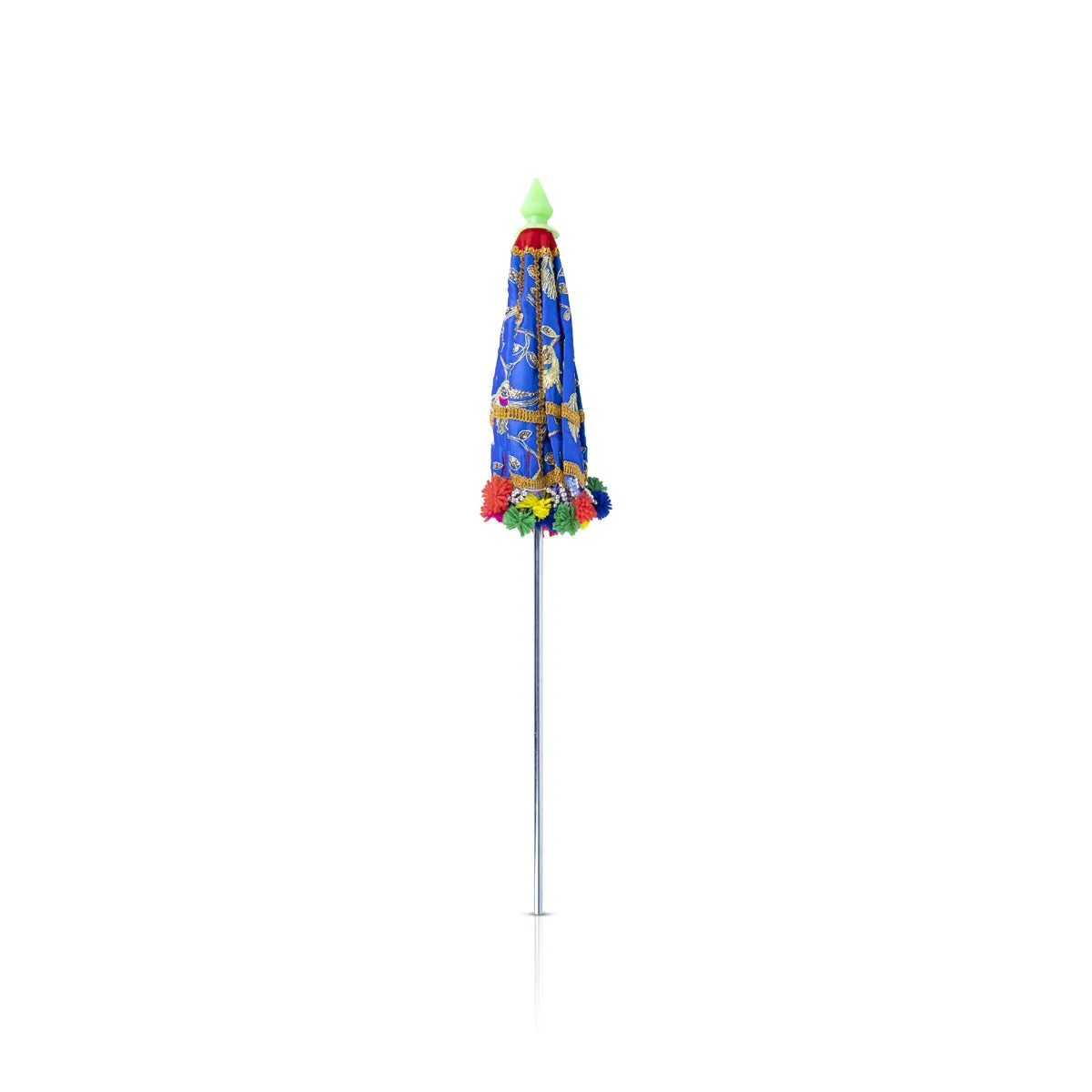 Temple Umbrella - 27 x 14 Inches | Jari Design Utsava Umbrella/ Satin Decorative Umbrella for Festival