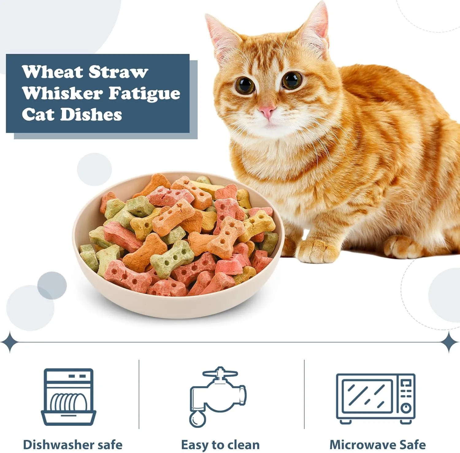Tioncy 24 Pieces Fatigue Relief Cat Bowl Shallow Cat Food Dish Wide and Small Plate Wide Stray Wet Feeding Bowl for Ferrets Feral Short Legged Kitten, 5.5 Inch Wheat Straw(Four Color,Classic)