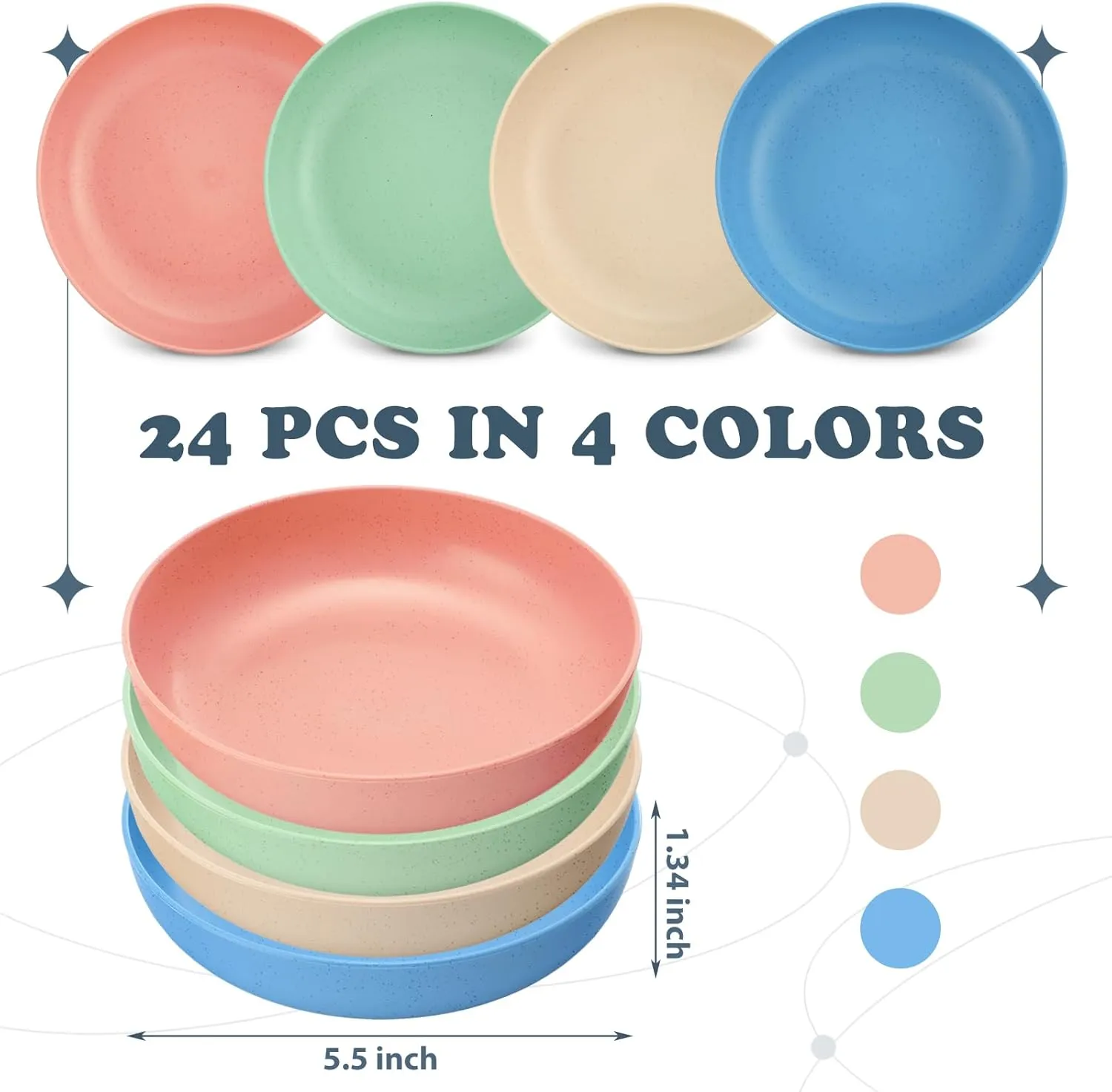 Tioncy 24 Pieces Fatigue Relief Cat Bowl Shallow Cat Food Dish Wide and Small Plate Wide Stray Wet Feeding Bowl for Ferrets Feral Short Legged Kitten, 5.5 Inch Wheat Straw(Four Color,Classic)