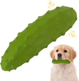Tough Squeaky Dog Toys, Durable Dog Chew Toy with Natural Rubber, Teething Toys for Medium Large Breeds, Cucumber Pickle Shape