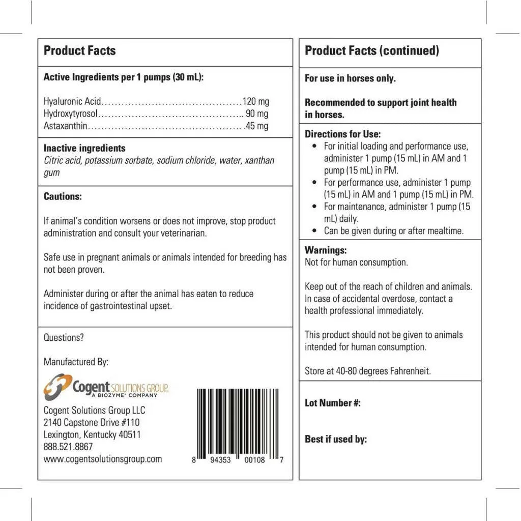 Vitalize Hyaluronex Joint Support Liquid Support for Horses