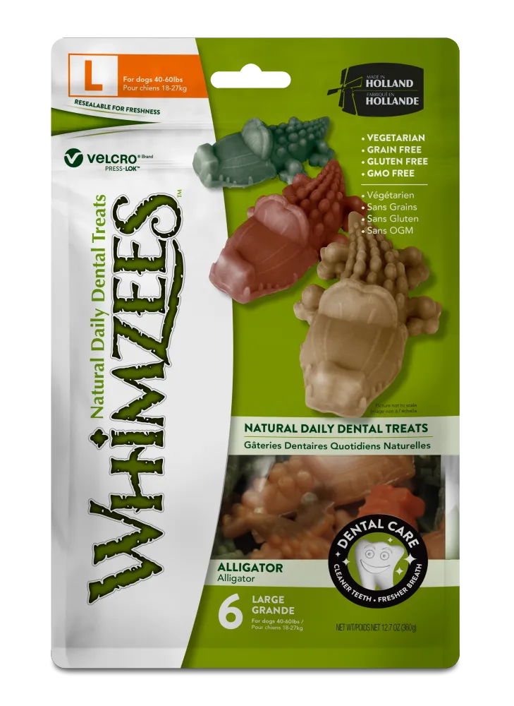 Whimzees Alligator Dental Dog Treats (Large: 12.7-oz, 6 pk)