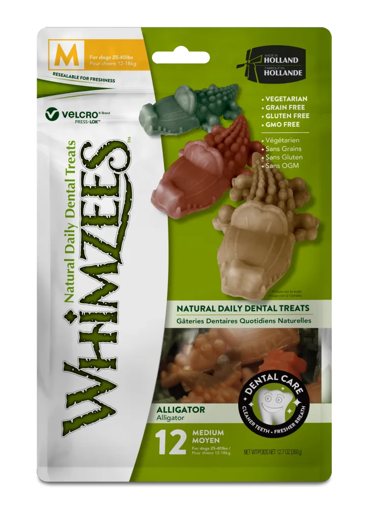 Whimzees Alligator Dental Dog Treats (Large: 12.7-oz, 6 pk)