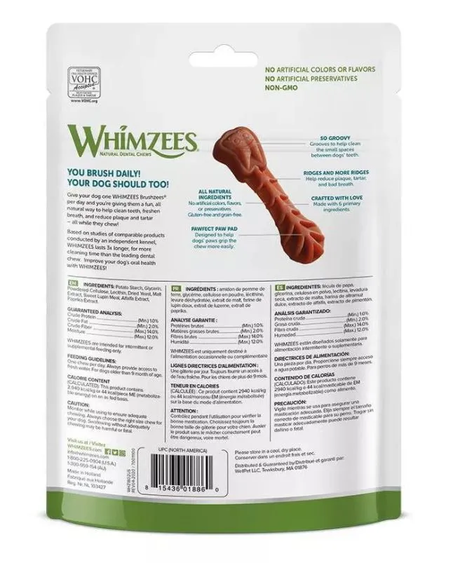 WHIMZEES Brushzees Dental Dog Treats - Small - 14 Count